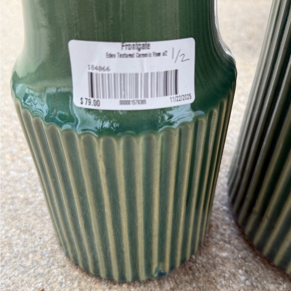 Frontgate Ceramic Ribbed Vase Set - NWT - Picture 10 of 11